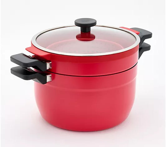 2-Pc Nesting Nonstick Cookware Set w/ Colander & Lid