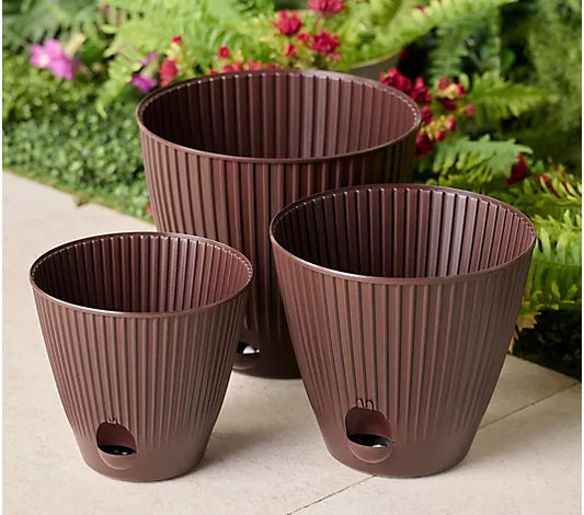 3-piece 10/12/14" Capillary Self-Watering Planters